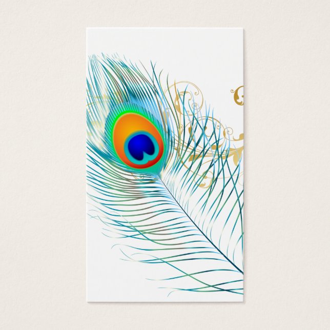 PixDezines PEACOCK PLUME+FILIGREE/DIY Visitekaartje (Voorkant)