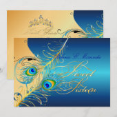 PixDezines Peacock+swirls/Gold+blauwgroen Kaart (Voorkant / Achterkant)
