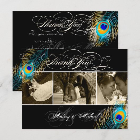 PixDezines Peacock Trouwfoto's Dank u Briefkaart (Voorkant / Achterkant)