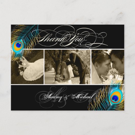 PixDezines Peacock Trouwfoto's Dank u Briefkaart (Voorkant)