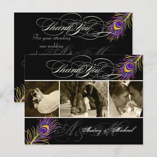 PixDezines Peacock Trouwfoto's Dank u Briefkaart (Voorkant / Achterkant)