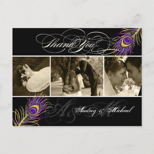 PixDezines Peacock Trouwfoto's Dank u Briefkaart (Voorkant)