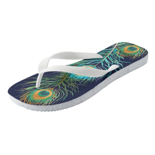 PixDezines PEACOCK VEER Teenslippers (Schuin)