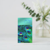 PixDezines Peacock-veer Visitekaartje (Staand voorkant)
