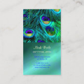 PixDezines Peacock-veer Visitekaartje (Achterkant)