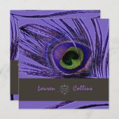 PixDezines Peacock-veren uitnodigingen/paars Kaart (Voorkant / Achterkant)