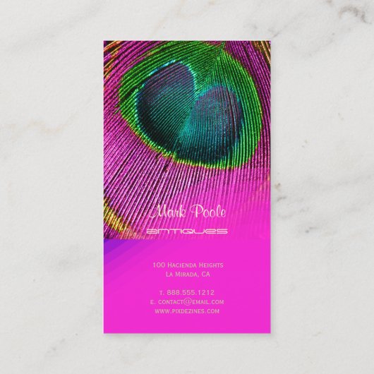 PixDezines Peacock veren visitekaartjes (Achterkant)