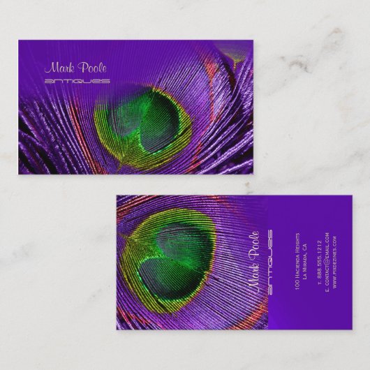 PixDezines Peacock veren visitekaartjes (Voorkant / Achterkant)