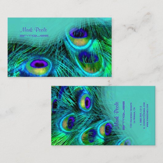 PixDezines Peacock veren visitekaartjes (Voorkant / Achterkant)