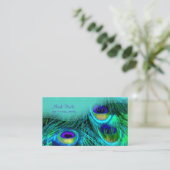 PixDezines Peacock veren visitekaartjes (Staand voorkant)