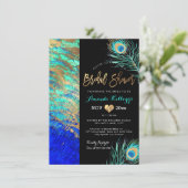 PixDezines Peacock Vrijgezellenfeest+Faux Gold Kaart (Staand voorkant)