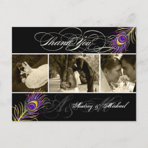 PixDezines Peacock Wedding Photos Hartelijk dank Briefkaart