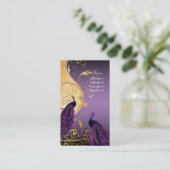 PixDezines Peacocks op vergulde ijzeren wervelinge Visitekaartje (Staand voorkant)