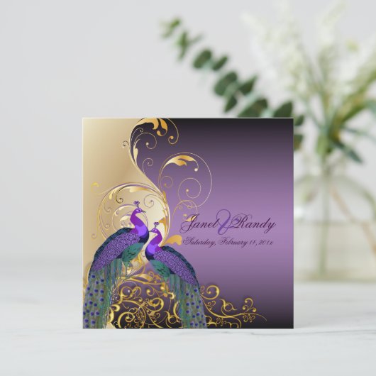 PixDezines PEACOCKS/PAARS/GOLD/FILIGREE/SWILRS Kaart (Staand voorkant)