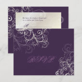 PixDezines Pearl swirls/Plum RSVPs vereisen 5x7 RSVP Kaartje (Voorkant / Achterkant)