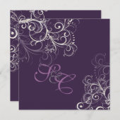 PixDezines Pearly swirls+Plum Wedding Invitting Kaart (Voorkant / Achterkant)
