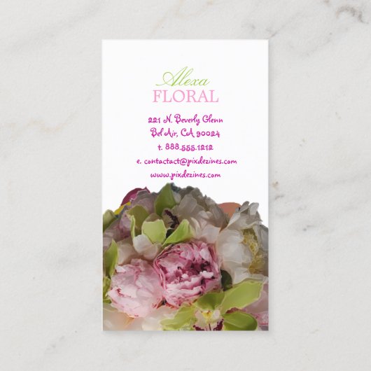 PixDezines peonies bouquets/diy background Visitekaartje (Achterkant)