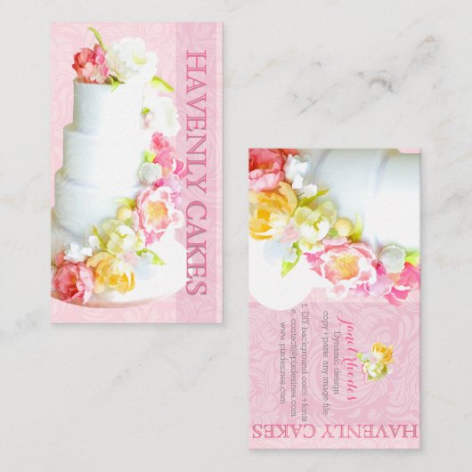 PixDezines peonies bruiloft taart/dij achtergrond Visitekaartje (Voorkant / Achterkant)