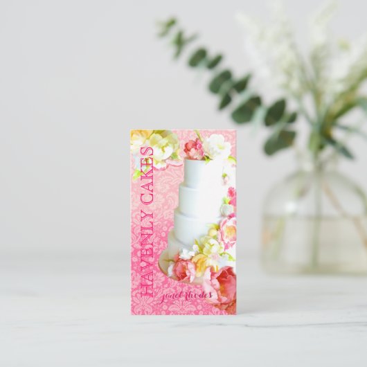 PixDezines PEONIES/FONDANT CAKE/Bakkerij/Pâtisseri Visitekaartje (Staand voorkant)