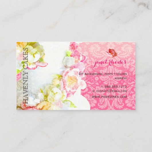 PixDezines PEONIES/FONDANT CAKE/Bakkerij/Pâtisseri Visitekaartje (Achterkant)