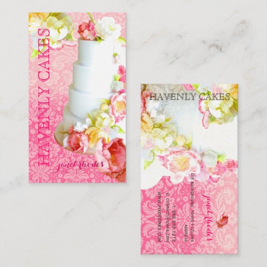 PixDezines PEONIES/FONDANT CAKE/Bakkerij/Pâtisseri Visitekaartje (Voorkant / Achterkant)