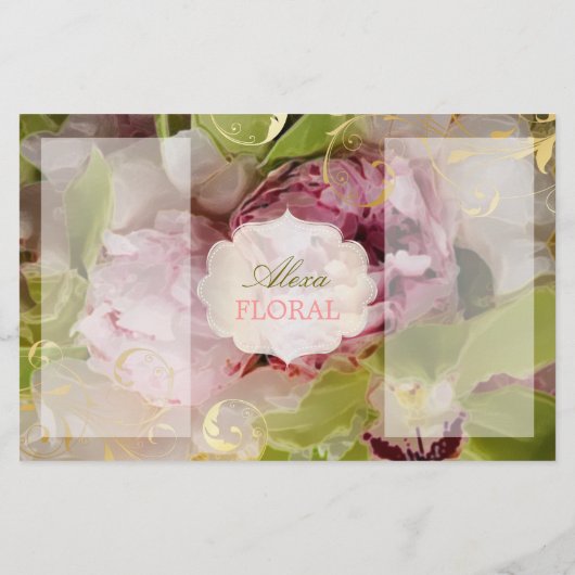 PixDezines Peonies/Green Cymbidium Bouquets Flyer (Achterkant)