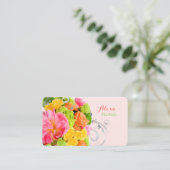 PixDezines peonies+rozen/dij achtergrond Visitekaartje (Staand voorkant)