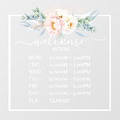 PixDezines Peonies Welkome kantooruren Raamsticker (Vel)