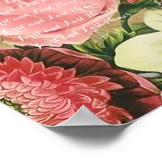 PixDezines perkament/ rozen/zitrooster Poster (Hoek)