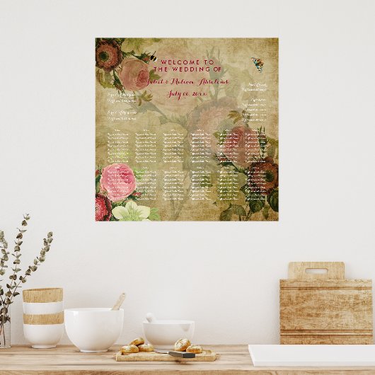 PixDezines perkament/ rozen/zitrooster Poster (Keuken)