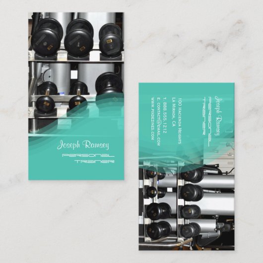 PixDezines PERSOONLIJKE TRAINER/GYM/BLAUWGROEN Visitekaartje (Voorkant / Achterkant)