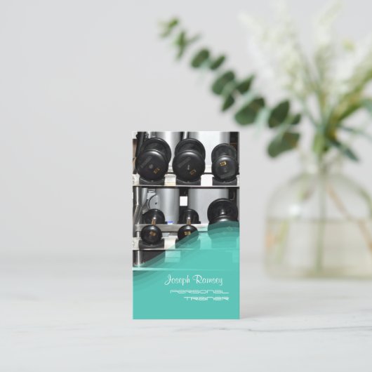 PixDezines PERSOONLIJKE TRAINER/GYM/BLAUWGROEN Visitekaartje (Staand voorkant)