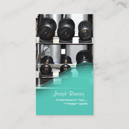PixDezines PERSOONLIJKE TRAINER/GYM/BLAUWGROEN Visitekaartje (Voorkant)