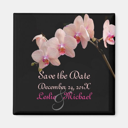 PixDezines Perzik Orchidee, Save the Date Magneet (Voorkant)