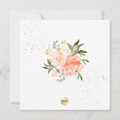 PixDezines Perzik Waterverf Bloemen Doop Kaart (Achterkant)