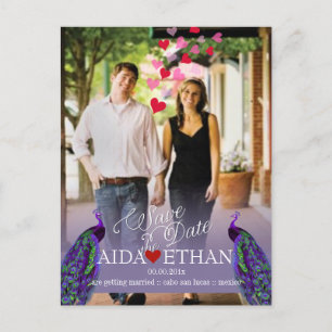 PixDezines photo+peaceock/sla de datum op Aankondigingskaart