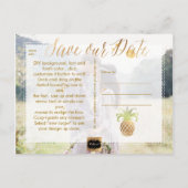 PixDezines Pineapple/Faux Gold/Save the Date Aankondigingskaart (Achterkant)