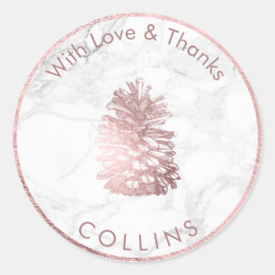 PixDezines PINECONE FAUX ROOS GOUD / DIY ACHTERGRO Ronde Sticker