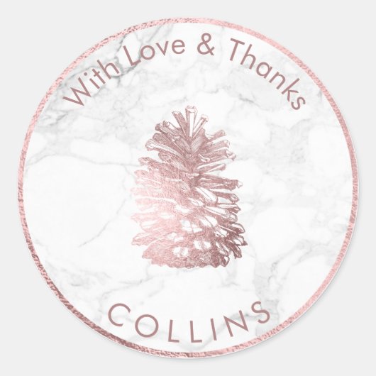 PixDezines PINECONE FAUX ROOS GOUD / DIY ACHTERGRO Ronde Sticker (Voorkant)