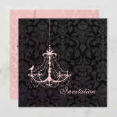 PixDezines Pink Chandelier+Flora Damask Kaart (Voorkant / Achterkant)