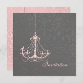 PixDezines Pink Chandelier+Flora Damask Kaart (Voorkant / Achterkant)