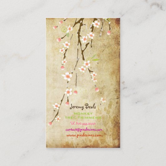 PixDezines  PINK CHERRY BLOSSOMS/SAKURA ♥ ♥ Visitekaartje (Achterkant)