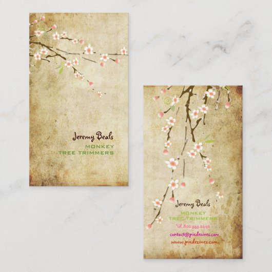 PixDezines  PINK CHERRY BLOSSOMS/SAKURA ♥ ♥ Visitekaartje (Voorkant / Achterkant)