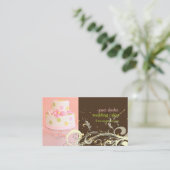 PixDezines PINK+CHOCOLAAT/WEDDING CAKE/SWIRLS Visitekaartje (Staand voorkant)