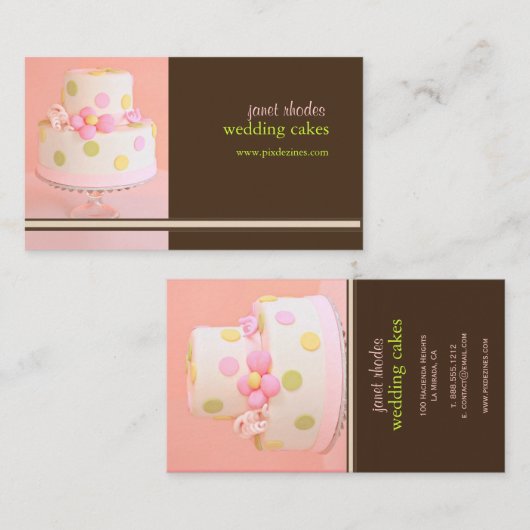 PixDezines Pink+Chocolate bruiloft Visitekaartje (Voorkant / Achterkant)