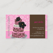 PixDezines Pink Chocolate damask cake/pâtisserie Visitekaartje (Achterkant)