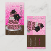 PixDezines Pink Chocolate damask cake/pâtisserie Visitekaartje (Voorkant / Achterkant)