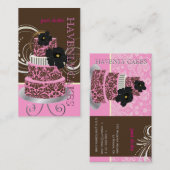 PixDezines Pink Chocolate damask cake/pâtisserie Visitekaartje (Voorkant / Achterkant)