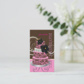 PixDezines Pink Chocolate damask cake/pâtisserie Visitekaartje (Staand voorkant)