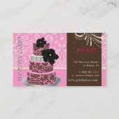 PixDezines Pink Chocolate damask cake/pâtisserie Visitekaartje (Achterkant)